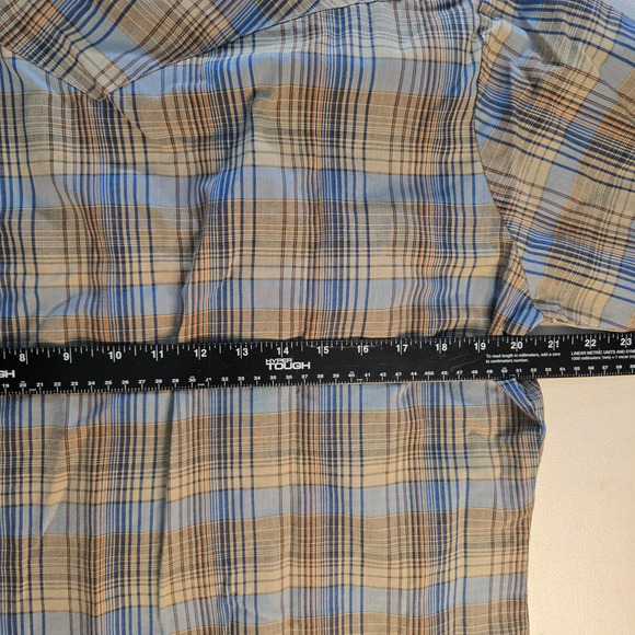 ATB Authentic Western Shirt Men 16 32/33 Brown Blue Plaid Snap Down - Picture 10 of 16